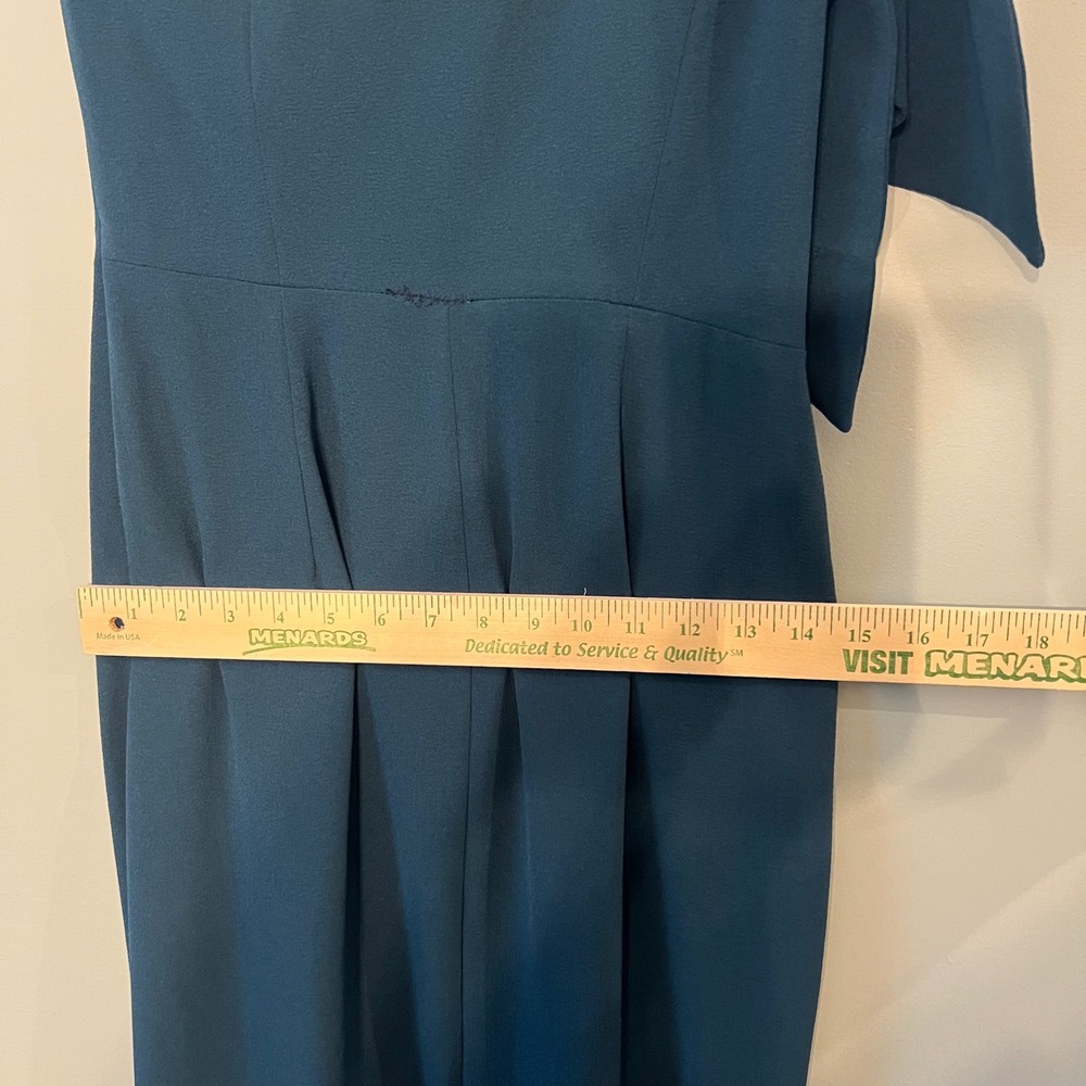 Dress the Population Georgina Gown Women S Peacock Blue Bow Front Slit Dress - Picture 7 of 12
